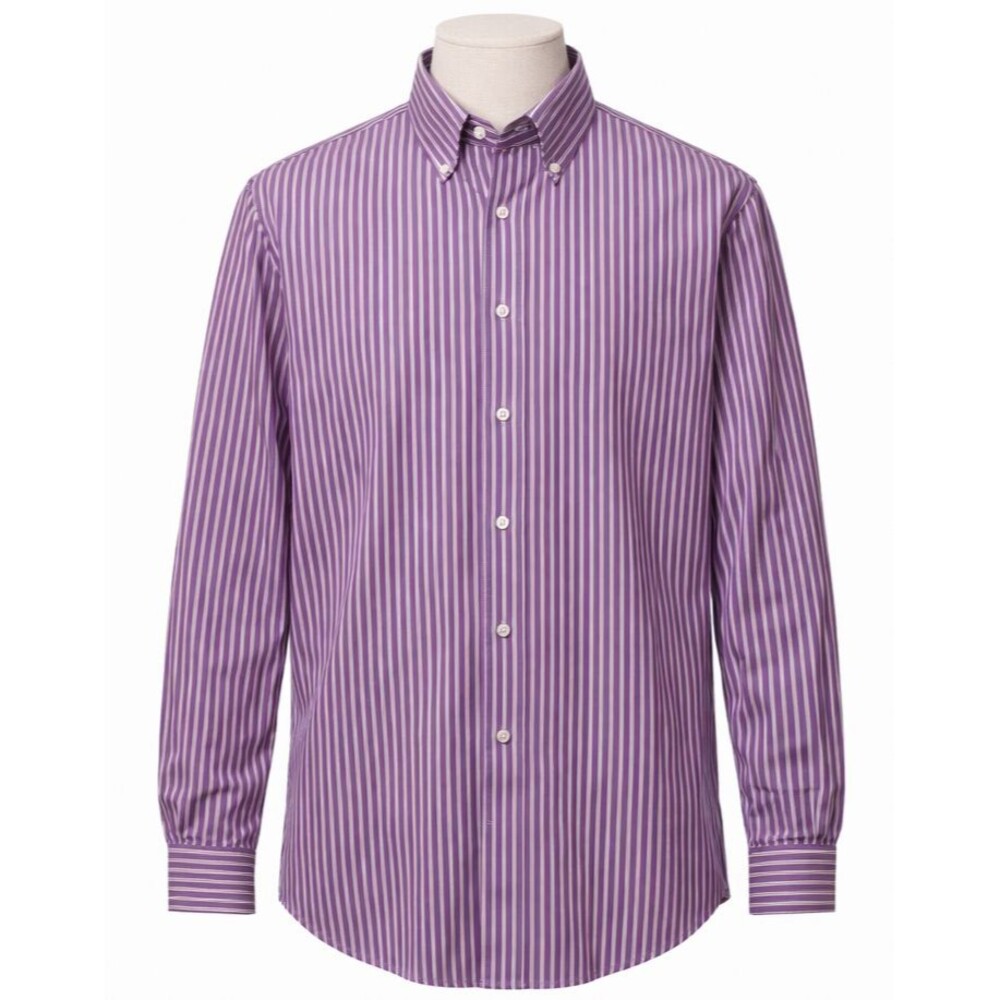 Polo Ralph Lauren Regent Dress Shirt Men 17 34/35 Purple Stripe Custom Button Up
